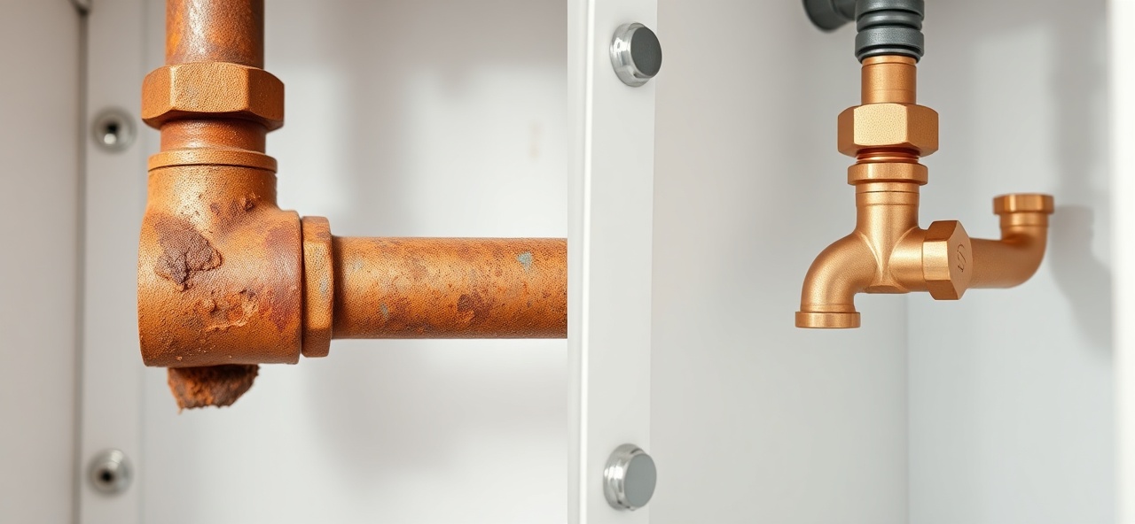 Comparison of a clogged drain before and after professional cleaning